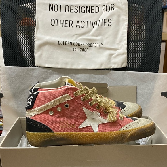 NIB Golden Goose Midstar Salmon Canvas & White Star Sneaker,37 - Picture 13 of 16